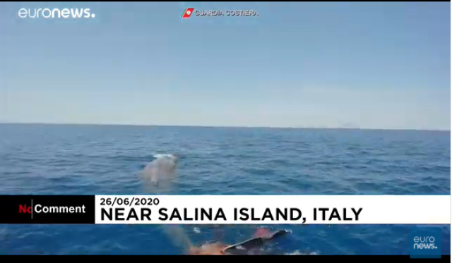 شاهد| تحرير حوت علق بشبكة صيد بجزيرة سالينا الإيطالية