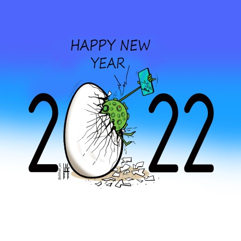 «2022» عام ميلاد أوميكرون.. بريشة علي خليل