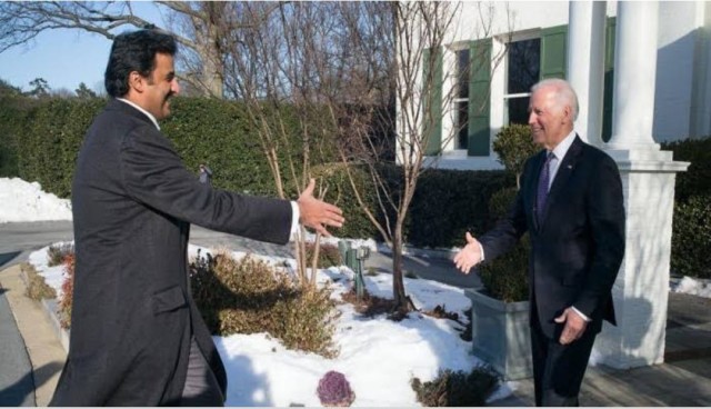 الرئيس الأمريكي و أمير قطر 