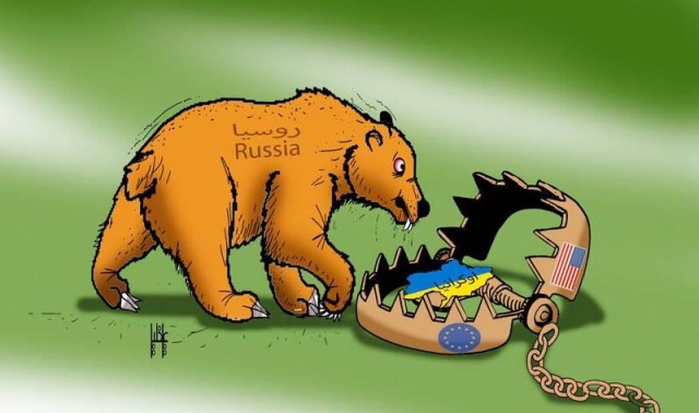 الدب الروسى وأوكرانيا.. بريشة علي خليل