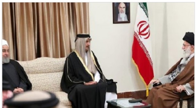 خامنئي وأمير قطر والرئيس الإيراني 