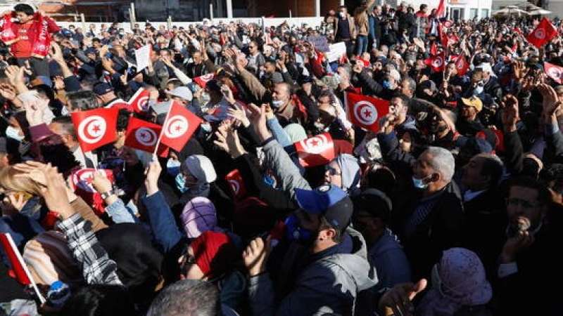 جانب من المظاهرات في تونس