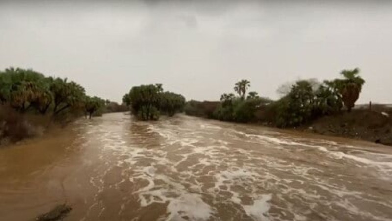 جانب من السيول في منطقة جازان 