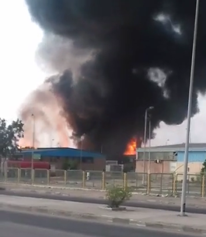 حريق بالمنطقة الصناعية بمدينة السادات