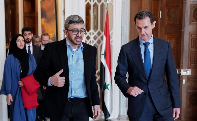 الرئيس السوري بشار الأسد و وزير الخارجية الإماراتي 