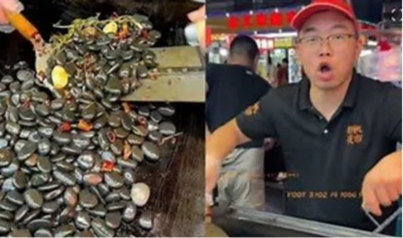اختراع صيني خالص .. طعام مكون من حجارة بالثوم والفلفل |فيديو
