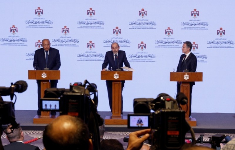 المؤتمر الصحفى لوزراء خارجية مصر والأردن والولايات المتحدة فى عمّان