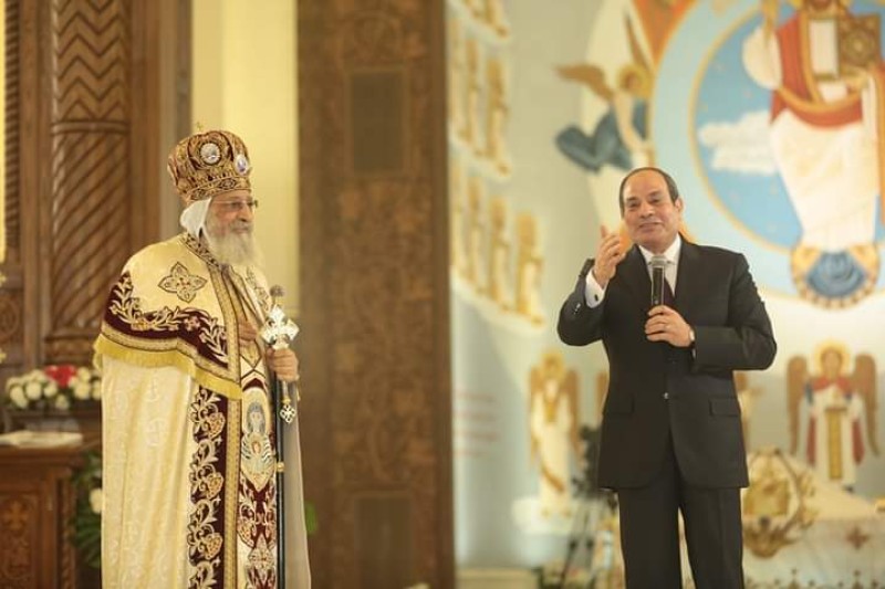 الرئيس السيسي مهنئا البابا واقباط مصر والعالم 