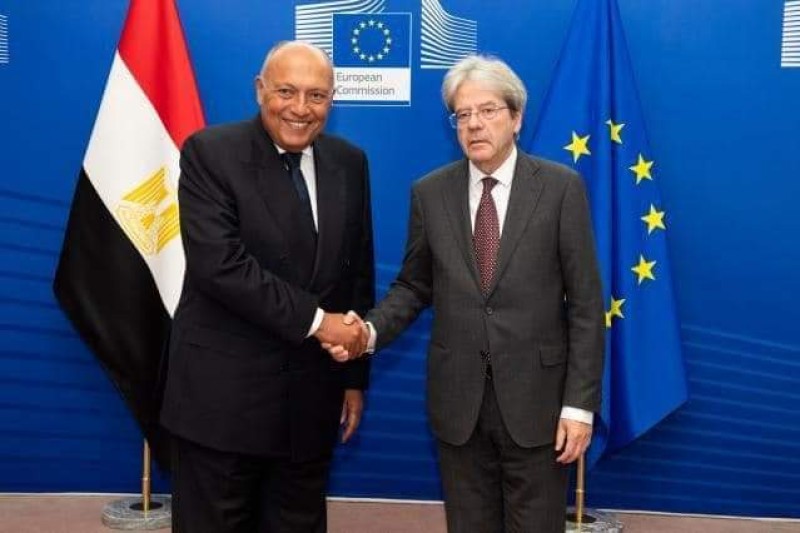 وزير الخارجية سامح شكري يلتقي بمفوض الاتحاد الأوروبي للشئون الاقتصادية