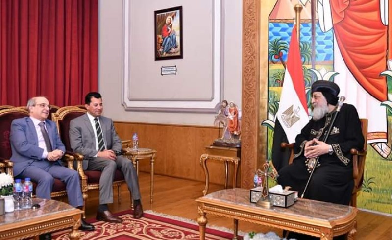 البابا تواضروس يستقبل وزيرا الشباب اللبناني والمصري