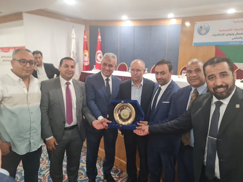 برئاسة السروجى وفد نقابة البترول يلتقى اتحاد عمال الشغل التونسى لتبادل الخبرات