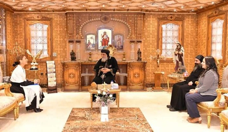 قداسة البابا مع سفيرة اليونسكو بالقاهرة