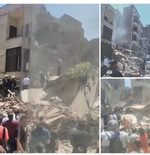 انهيار عقار مكون من 3 طوابق في شبرا بالقاهرة