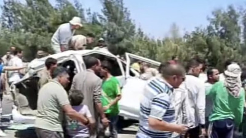 وصول 11 مصابا وحالتي وفاة لمستشفى الباجور في حادث الطريق الإقليمي
