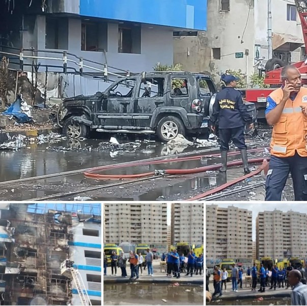 ٩ إطفاء و١٥ ”إسعاف” تنجح فى السيطرة على حريق مستشفى كرموز