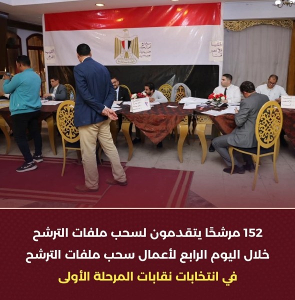 المحامين: 152 مرشحًا يتقدمون لسحب ملفات الترشح خلال اليوم الرابع لأعمال سحب ملفات الترشح في انتخابات نقابات المرحلة الأولى