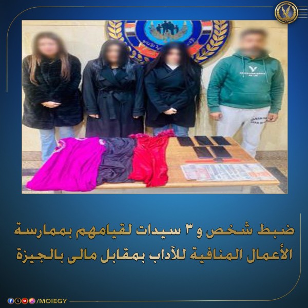 القبض على شبكة دعارة إلكترونية في الجيزة تضم شخص و3 سيدات