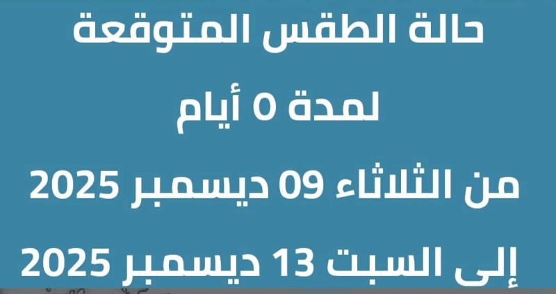 لمحات سريعة في حالة الطقس لعدة أيام قادمة