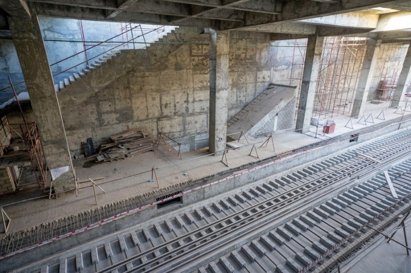 تصوير جوي يوضح تقدم تنفيذ المرحلة الأولى من الخط الرابع للمترو