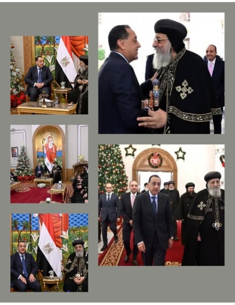 رئيس الوزراء يهنئ البابا تواضروس بعيد الميلاد: المناسبة تجسد وحدة المصريين