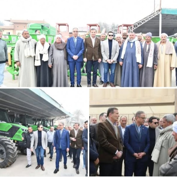 وزير الزراعة ومحافظ الفيوم يوزعان 15 ”فراطة ذرة” على صغار المزارعين بالمحافظة.. ويتفقدان محطة الميكنة الزراعية بإطسا