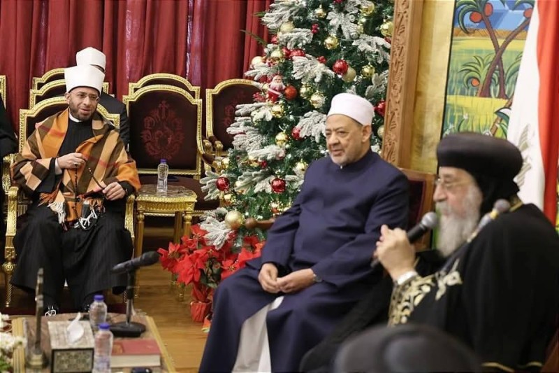 قداسة البابا تواضروس الثاني يستقبل فضيلة الإمام الأكبر ووزير الأوقاف ومفتي الجمهورية للتهنئة بعيد الميلاد المجيد
