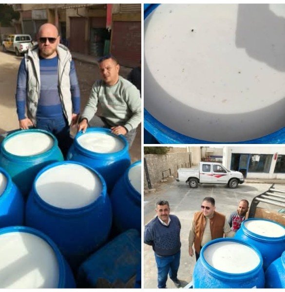 تموين بني سويف تضبط 1400 لتر ألبان غير صالحة للاستهلاك الآدمي