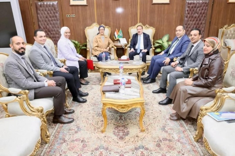 محافظ المنوفية يستقبل وفد وزارة الاتصالات على هامش فاعليات المؤتمر العلمي الأول لكلية التجارة