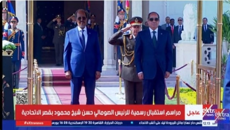 السيسي يستقبل نظيره الصومالي حسن شيخ محمود بقصر الاتحادية