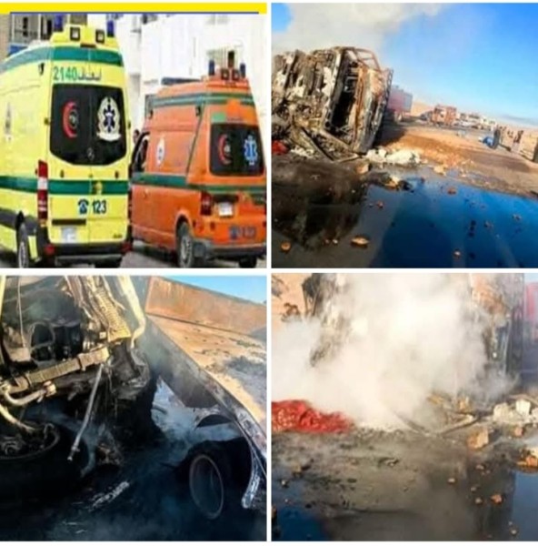 مصرع وإصابة ٩ أشخاص في تصادم سيارتي نقل على طريق إدفو مرسى علم بأسوان