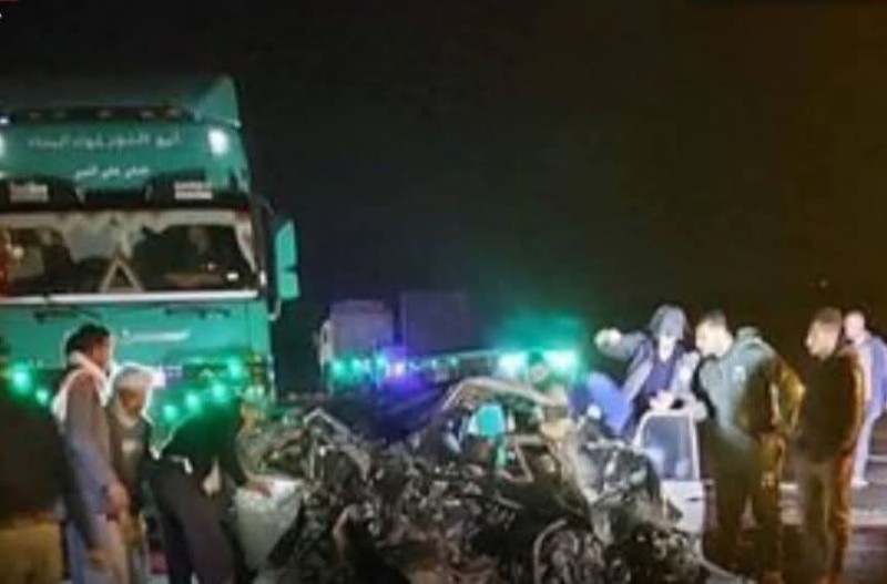 مصرع شاب وإصابة آخر في تصـادم بين ملاكي وربع نقل على طريق الداخلة