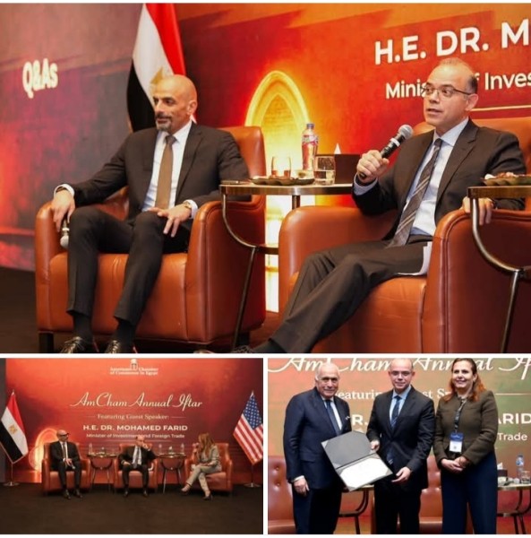 وزير الاستثمار والتجارة الخارجية في مقابلة خاصة على هامش إفطار الغرفة الأمريكية