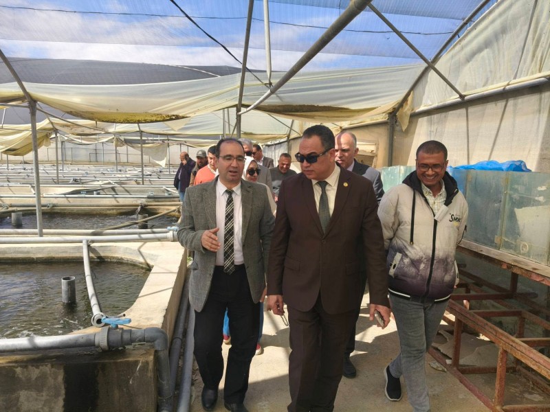 جولة رئيس جامعة العريش بالمنشآت السمكية