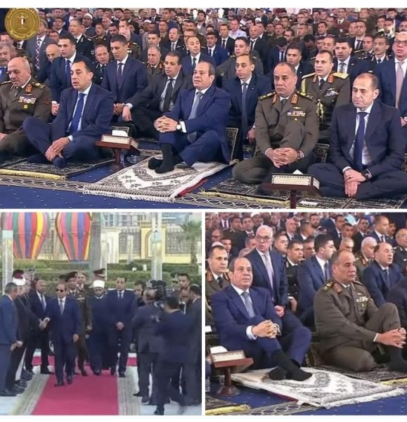 الرئيس عبد الفتاح  السيسي يؤدي صلاة عيد الفطر المبارك بمسجد الفتاح العليم