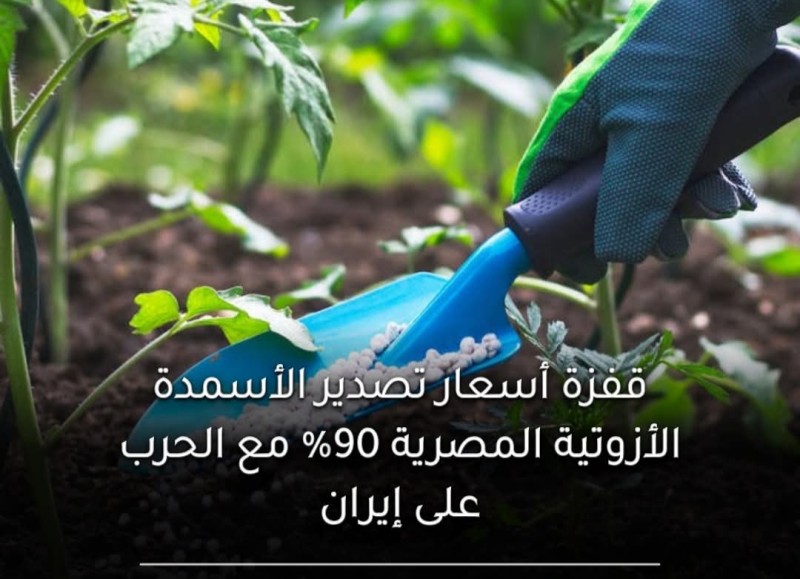 الأسعار التصديرية للأسمدة الأزوتية المصرية قفزت بنسبة ٩٠٪ في مارس بفعل الحرب على إيران