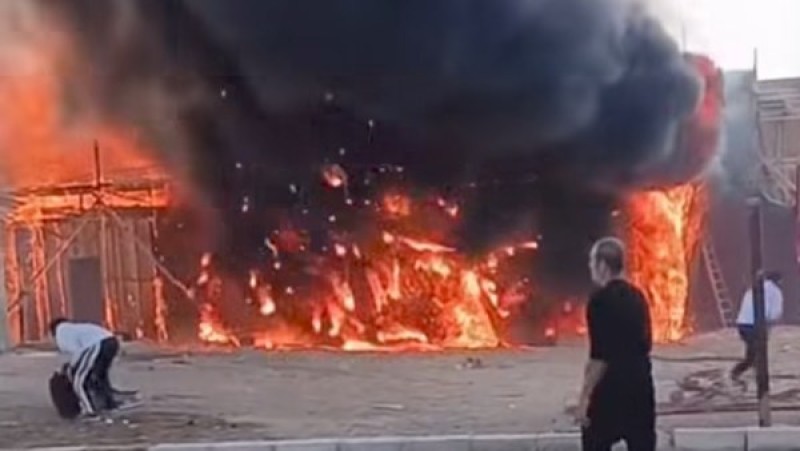 حريق يلتهم لوكيشن مسلسل بيت بابا 2 بمدينة الإنتاج الإعلامي (صور)