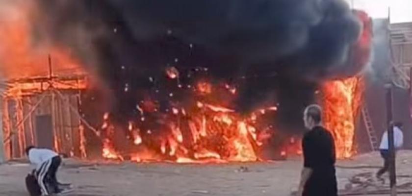 حريق يلتهم لوكيشن مسلسل بيت بابا 2 بمدينة الإنتاج الإعلامي (صور)
