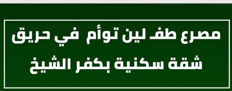 مصرع طفلين توأم  في حريق شقة سكنية بكفر الشيخ