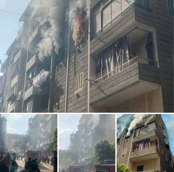 وفاة شخص وإصابة ٤ آخرين في حريق شقة بإمبابة