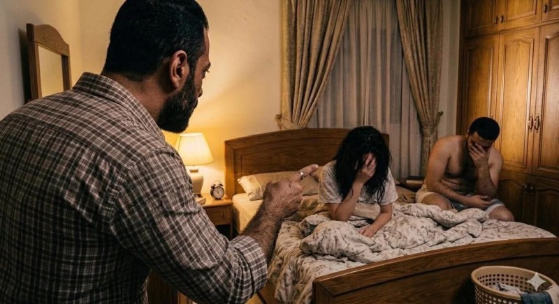 الولد اتصل بأبوه لان امه ترتكب الفاحشة مع رجل غريب بغرفة النوم