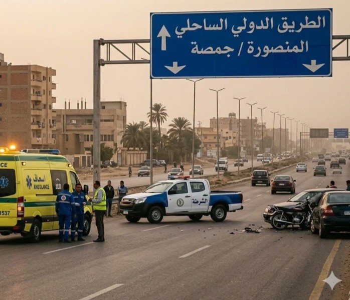 مصرع ٣ شباب من قرية واحدة في حادث تصادم مروع أمام مدخل نبروه بالدقهلية