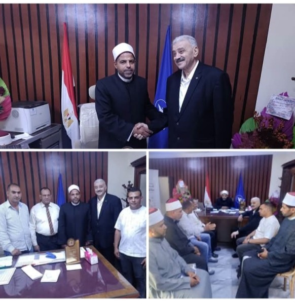 وكيل وزارة الأوقاف بدمياط يستقبل وفد الطرق الصوفية بدمياط للتهنئة بتوليه مهام منصبه الجديد