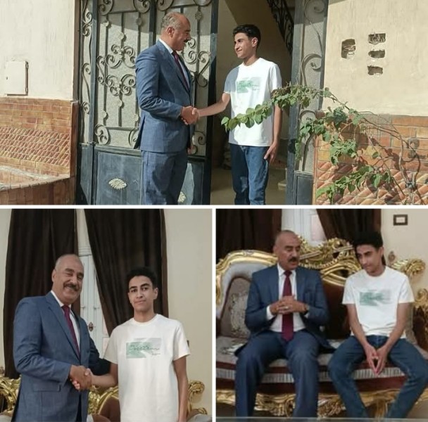 وكيل تعليم ببني سويف يزور منزل الرابع على الجمهورية بالشعبة العلمية ”علوم”