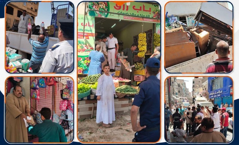 تحرير 540 محضر متنوع خلال حملة مكبرة لرفع الإشغالات بنجع حمادي بتوجيهات محافظ قنا