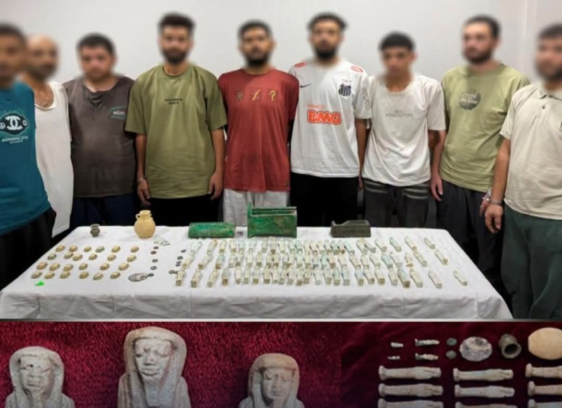 ضبط تشكيل عصابي يضم ٩ أشخاص، يحفرون وينقبون عن الآثار