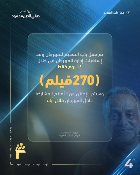 ٢٧٠ فيلما يشارك في مسابقة مهرجان الفيمتو آرت الدولي بالإسكندرية