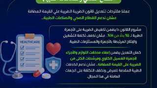 الضرائب: تخفيض الضريبة على الأجهزة الطبية لـ 5% بدلا من 14% لتخفيف تكلفة التشغيل