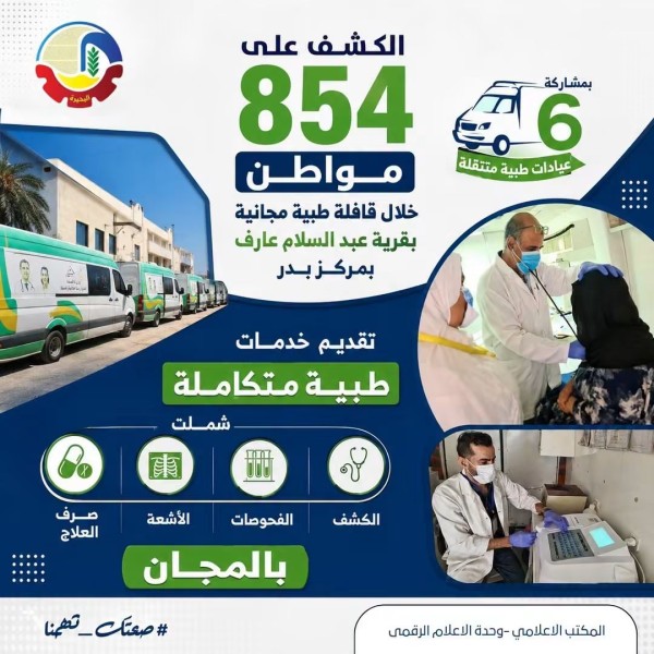 قافلة طبية مجانية بقرية عبد السلام عارف بمركز بدر في البحيرة