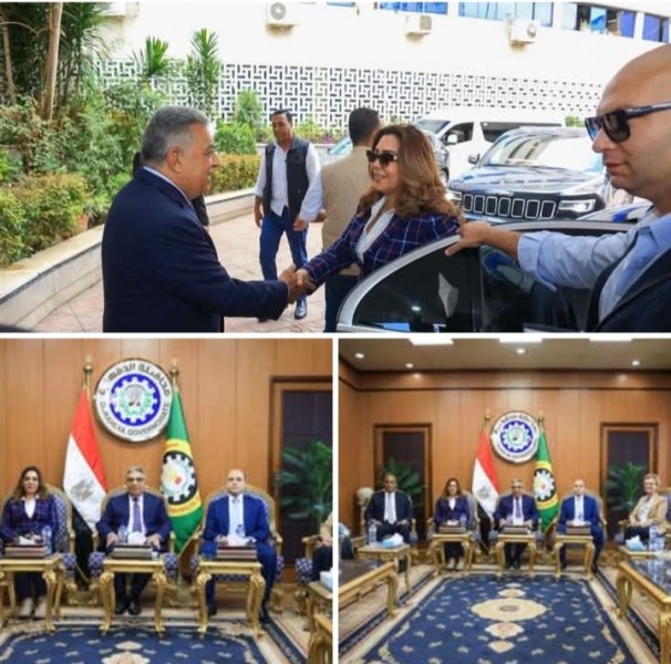 محافظ الدقهلية يستقبل وزيرة التنمية المحلية حال وصولها ديوان عام المحافظة لبدء جولتها