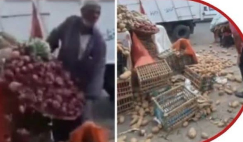 ضجة كبيرة علي النت .. «رمى بضاعته في الشارع» .. لحظة انهيار بائع خضار بعد قرار الحي
